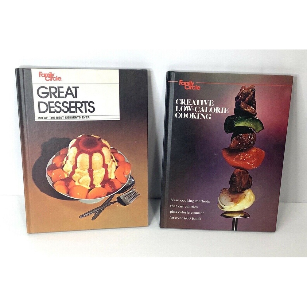 2 Family Circle Great Desserts Low Calorie Cooking Cookbook 1978 Hardcover VTG